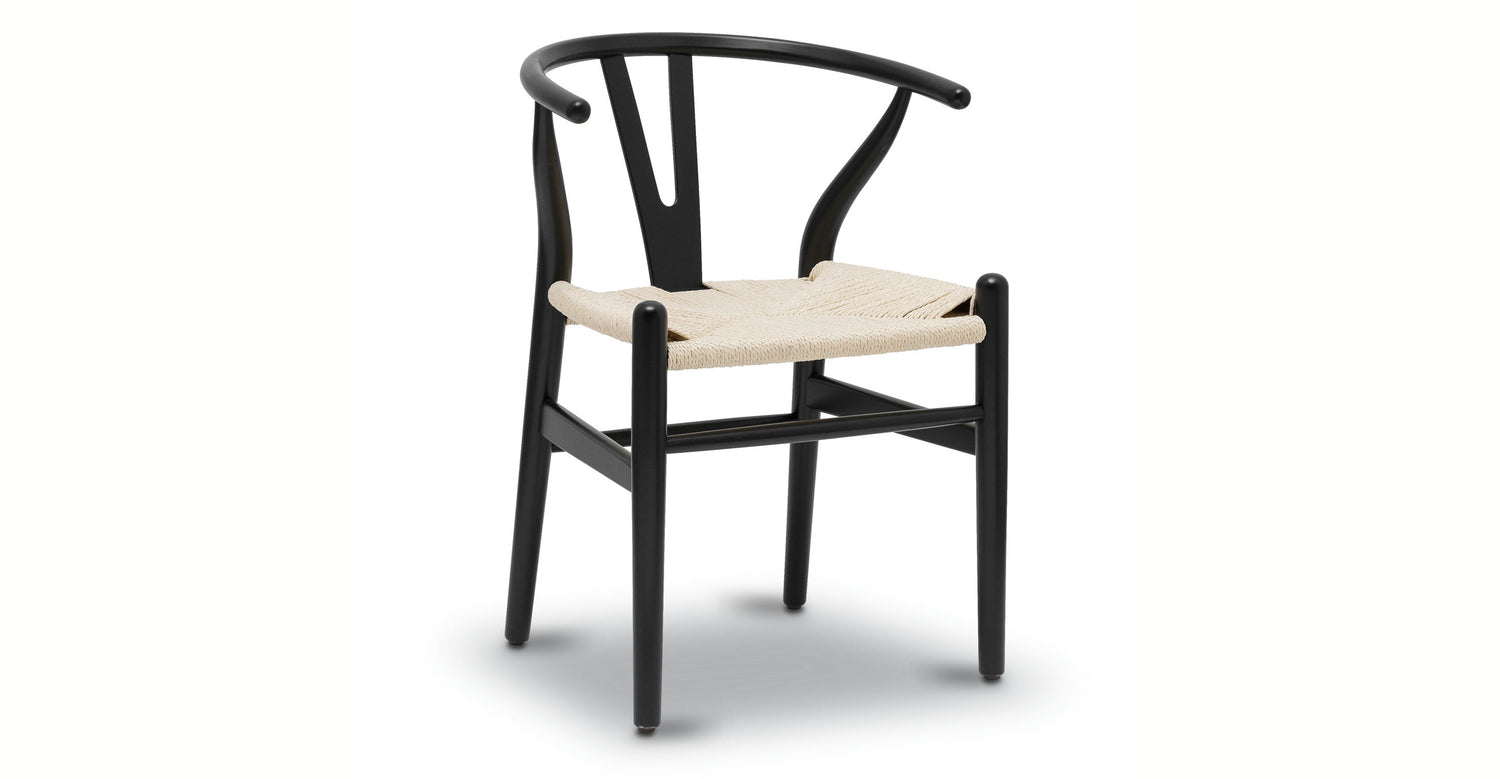 Poly & bark top weave chair in black