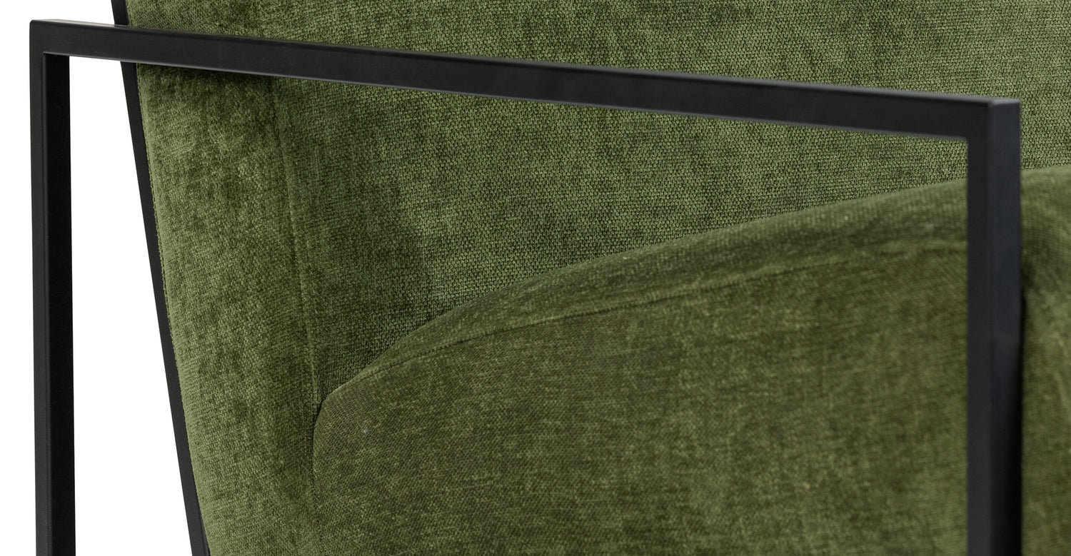 Bo Fabric Lounge Chair Distressed Green Velvet