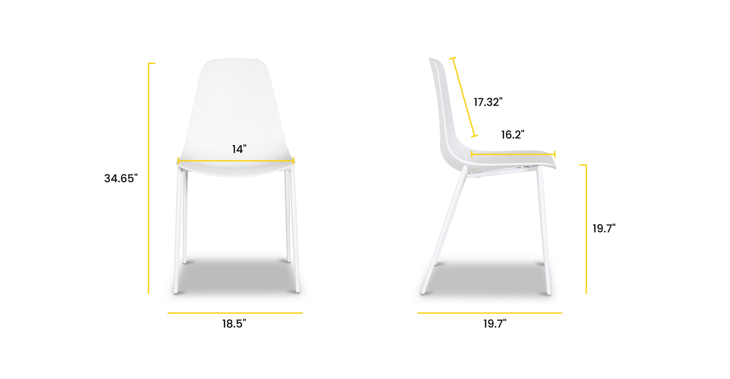 Isla Dining Chair White/Set of 4, dimensions