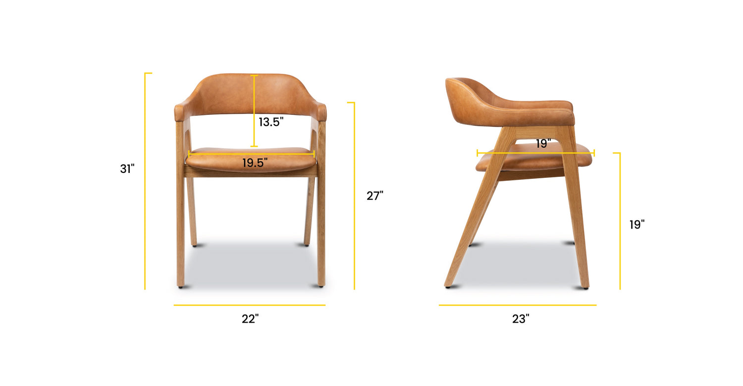 Cognac Tan/Oak, dimensions