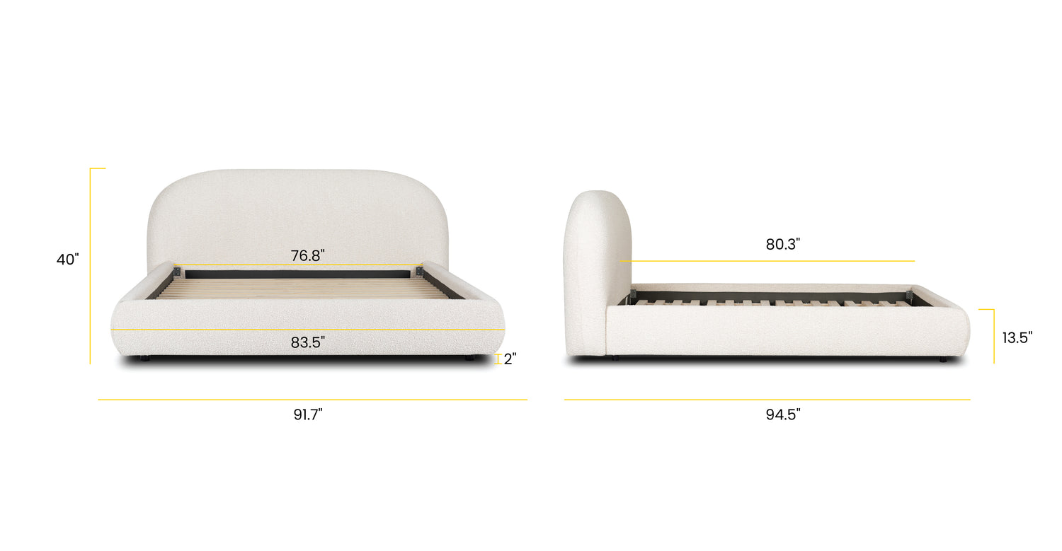 Crema White Boucle/King, dimensions