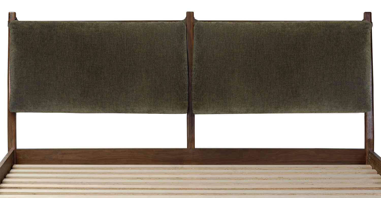 Truro Bed Frame with Fabric Headboard Cushions Lume Green/King