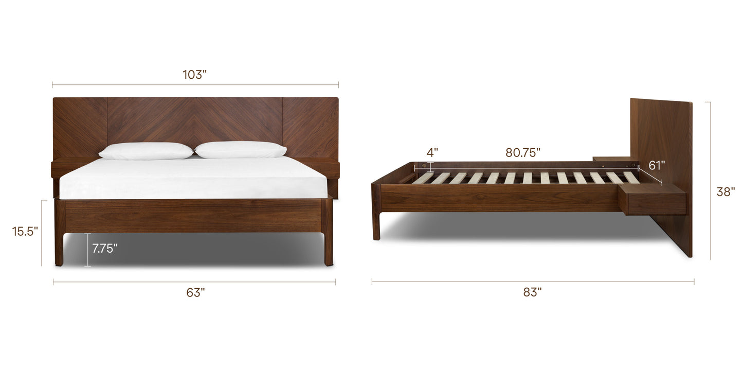 Walnut/Queen, dimensions