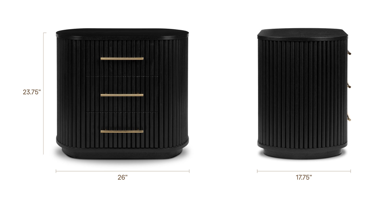 Noir Nightstand Black, dimensions