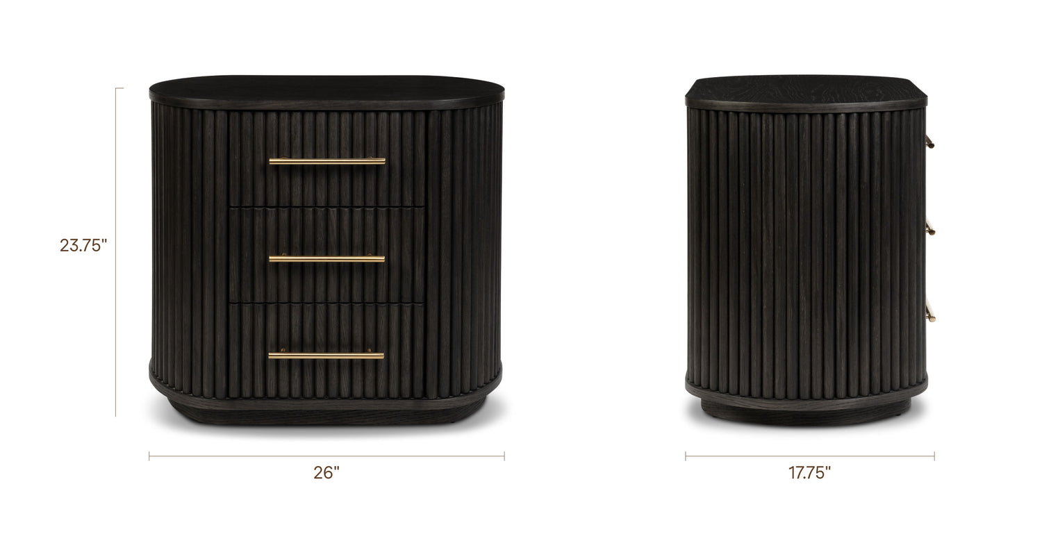 Noir Nightstand Ebony Brown, dimensions