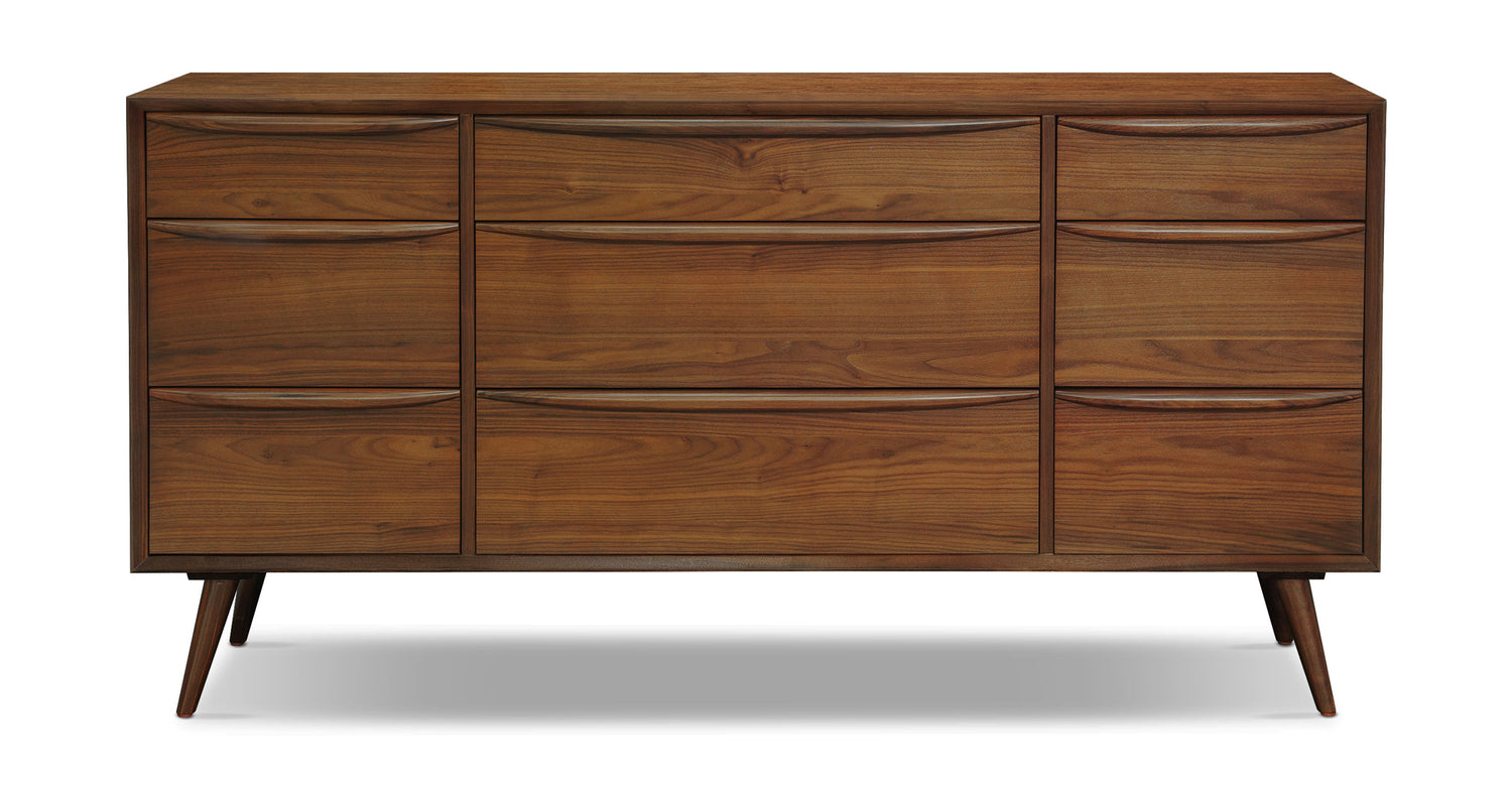 Cura 9 Drawer Dresser Walnut