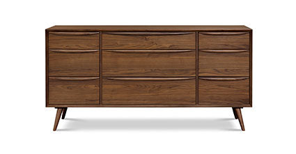 Cura 9 Drawer Dresser Collection, Walnut