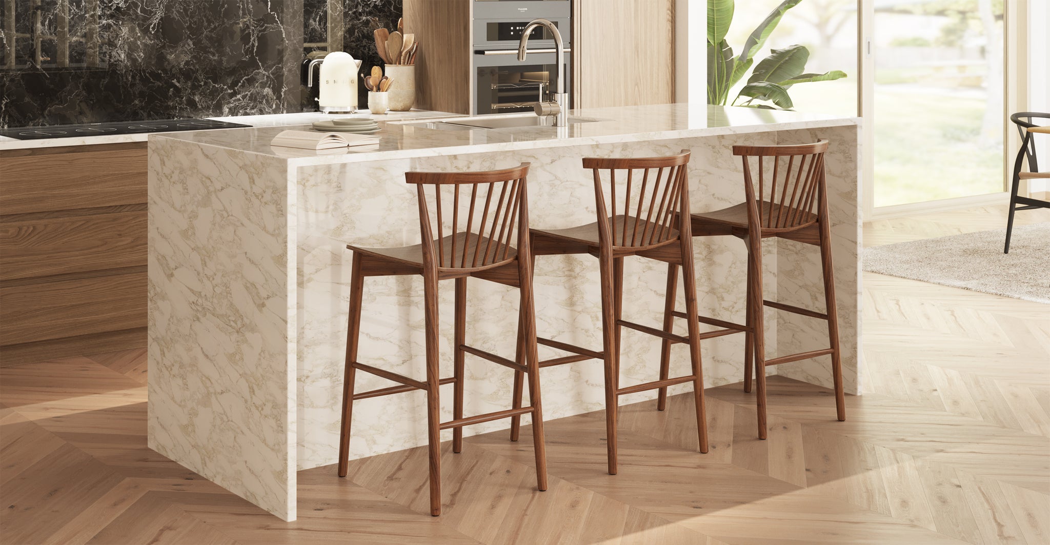 Oak Ligna Solid American Oak Counter Stool Poly & Bark