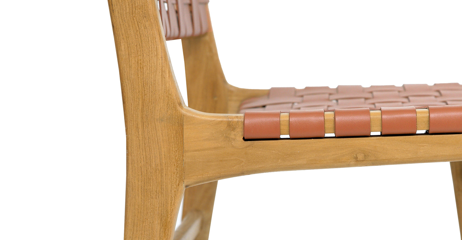 TEAK & LEATHER DINIG CHAIR② Banda Teak & Leather Dining Chair – Poly & Bark