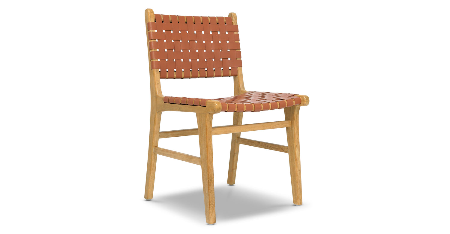 Banda Teak & Leather Dining Chair Fauve Tan