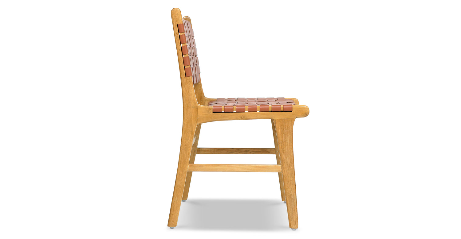 Banda Teak & Leather Dining Chair Fauve Tan