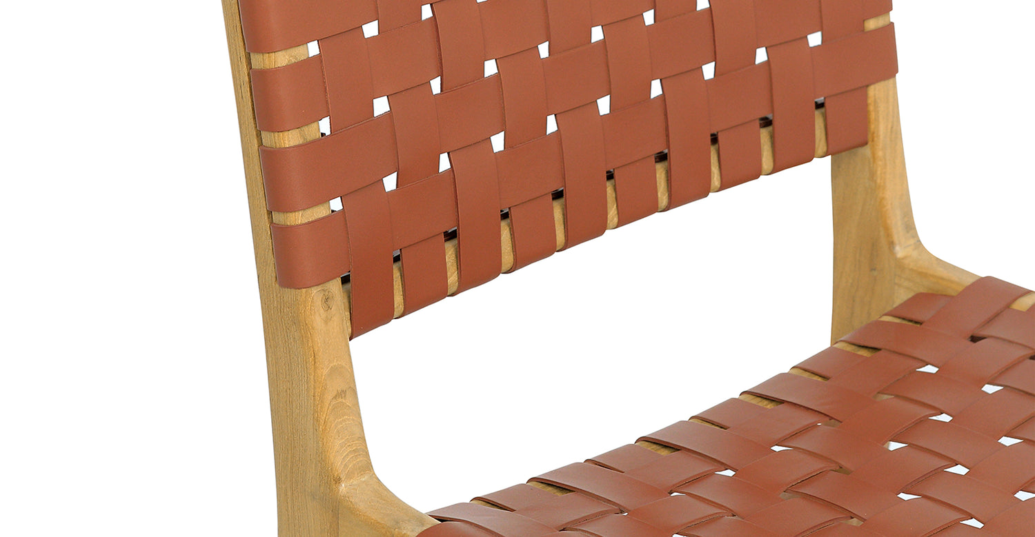 Banda Teak & Leather Dining Chair Fauve Tan
