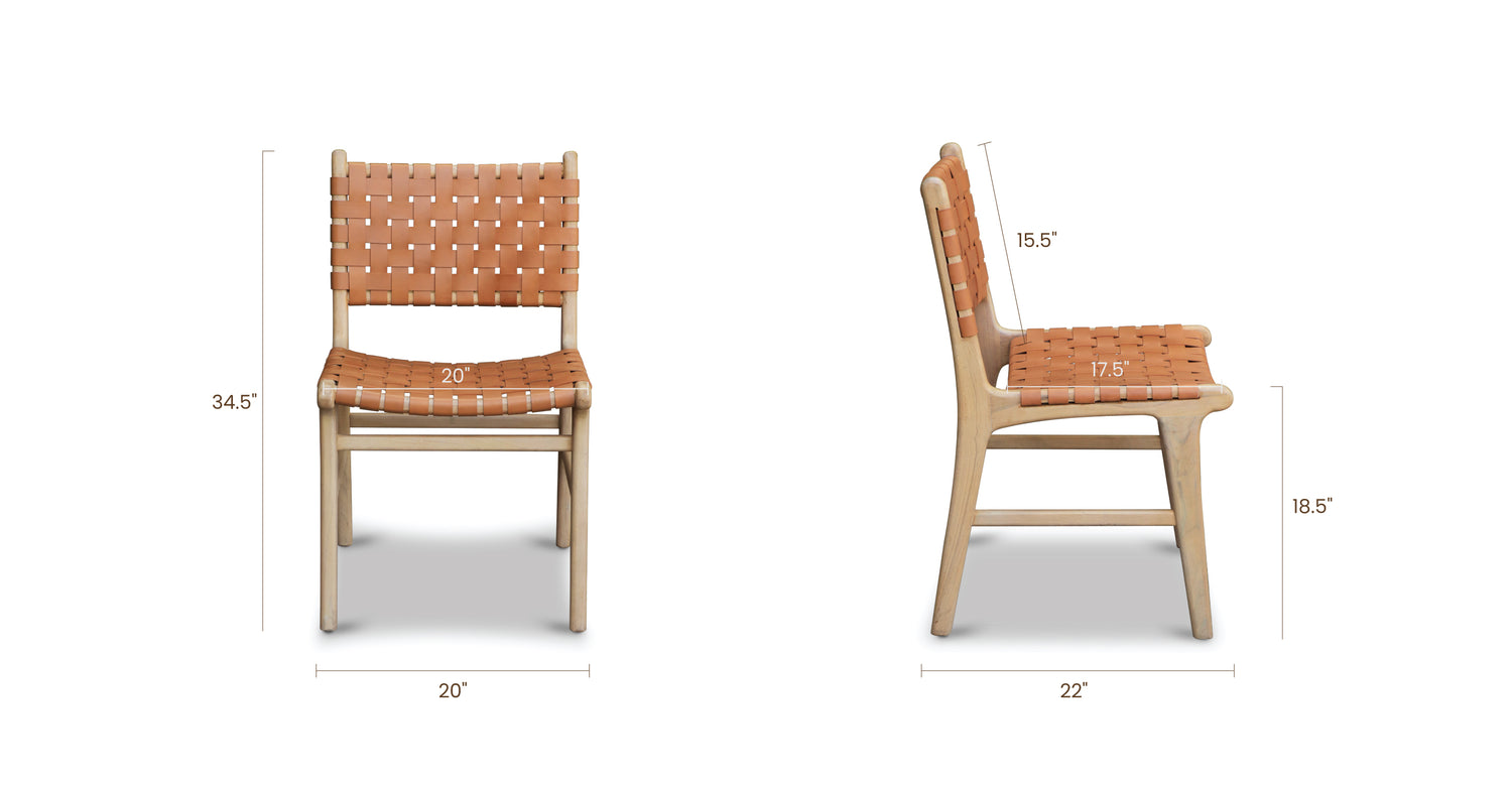 Banda Teak Leather Dining Chair – Poly Bark - Main Image