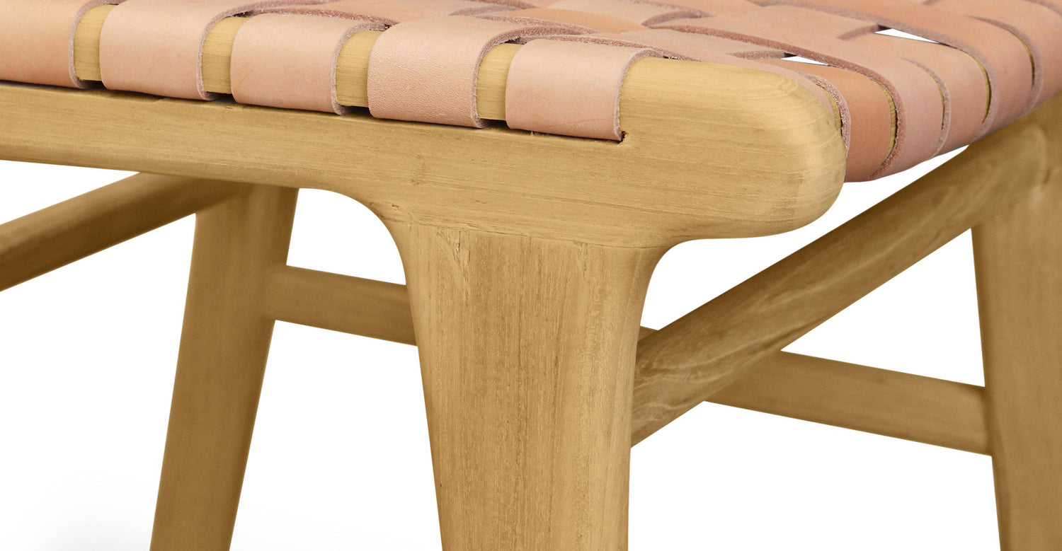 Banda Teak & Leather Dining Chair Russet Natural