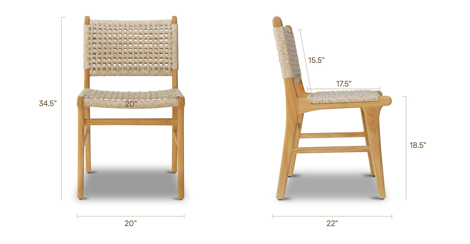 Batu Indoor / Outdoor Dining Chair Natural, dimensions