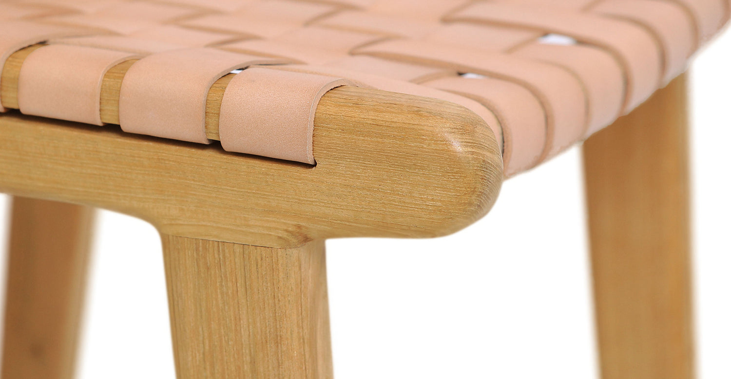 Banda Teak & Woven Leather Counter Height Stool Russet Natural