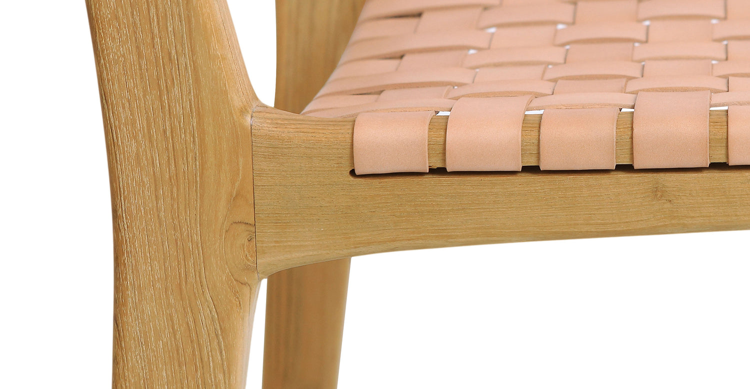 Banda Teak & Woven Leather Counter Height Stool Russet Natural