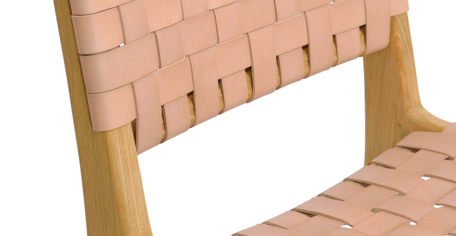 Banda Teak & Woven Leather Counter Height Stool Russet Natural