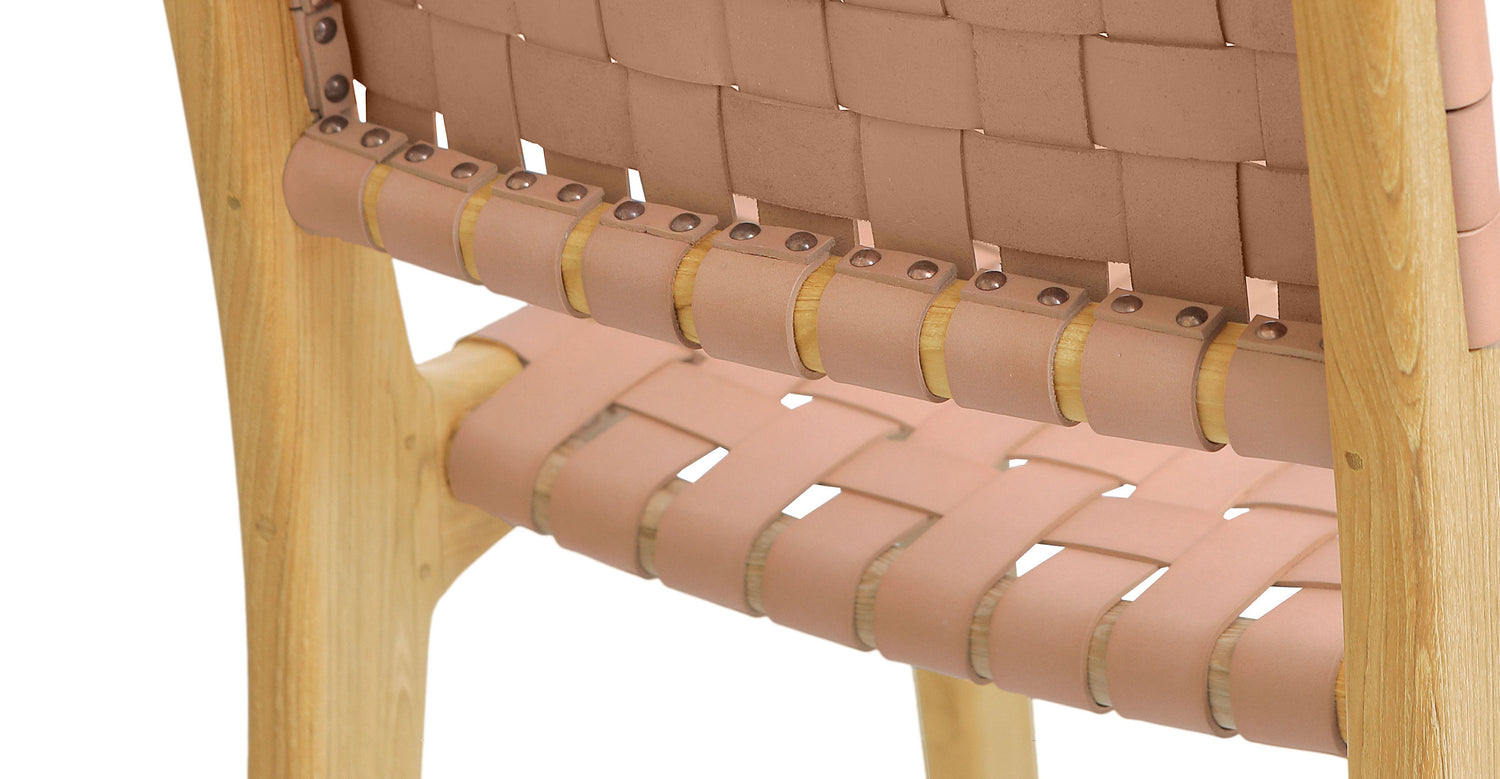 Banda Teak & Woven Leather Counter Height Stool Russet Natural