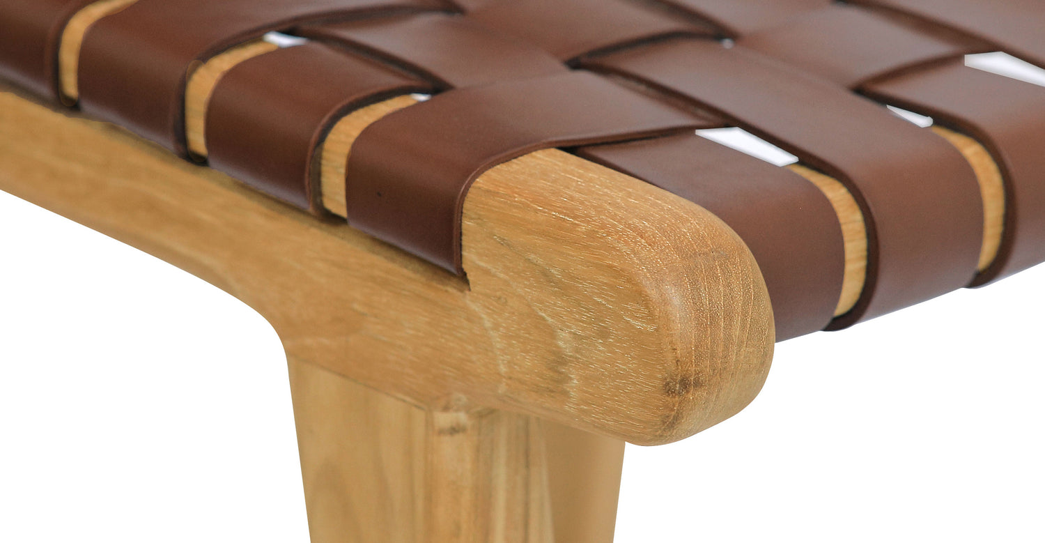 Banda Teak & Woven Leather Counter Height Stool Molten Brown