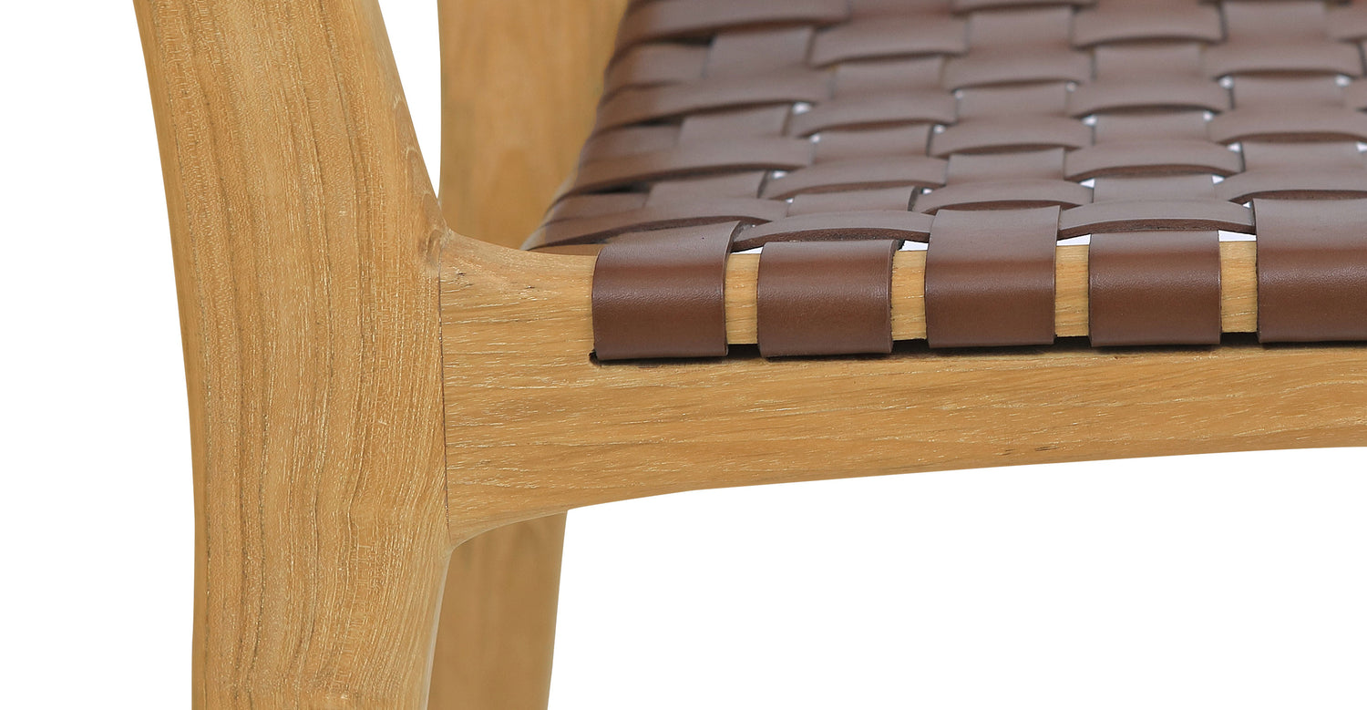 Banda Teak & Woven Leather Counter Height Stool Molten Brown