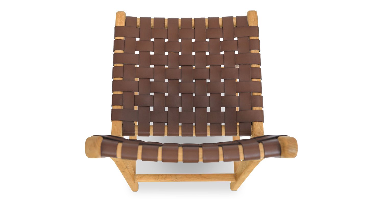 Banda Teak & Woven Leather Counter Height Stool Molten Brown