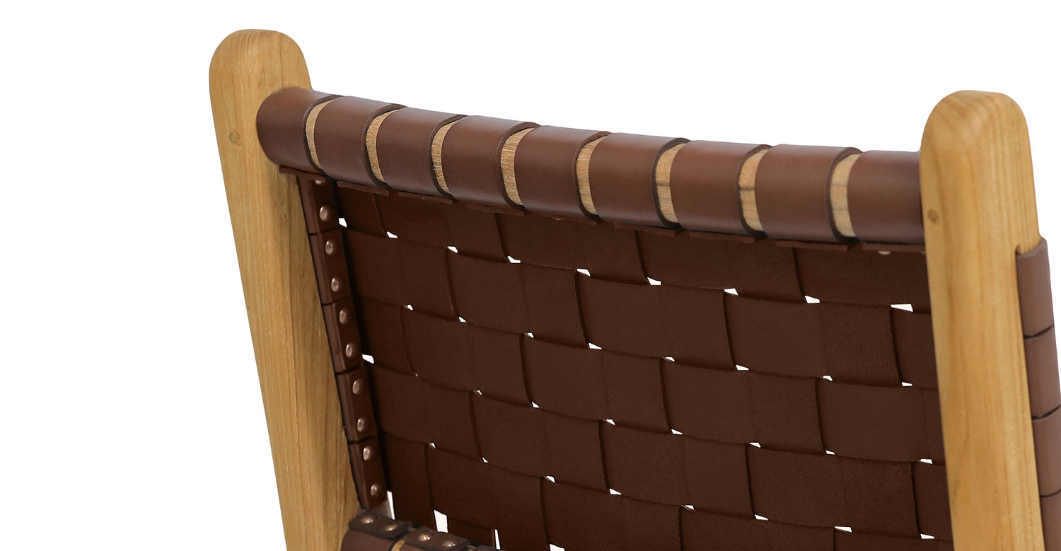 Banda Teak & Woven Leather Counter Height Stool Molten Brown