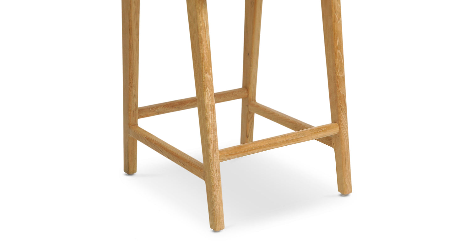 Banda Teak & Woven Leather Counter Height Stool Fauve Tan