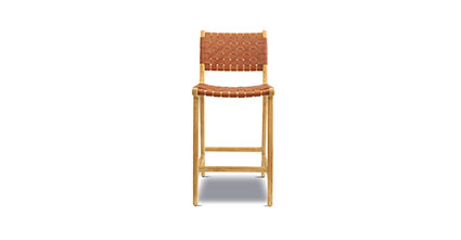 Banda Teak & Woven Leather Counter Height Stool Collection, Fauve Tan