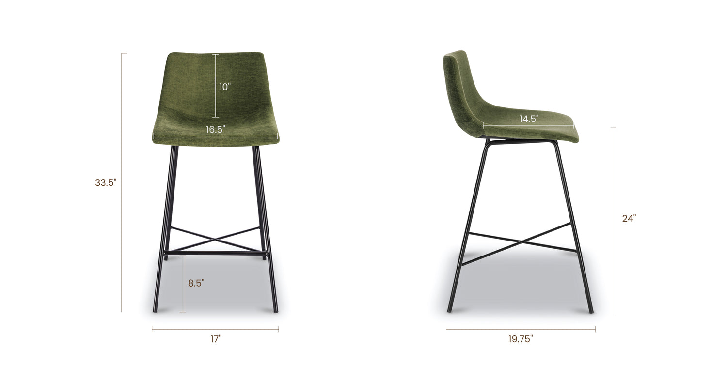 Distressed Green Velvet/Set of 3, dimensions