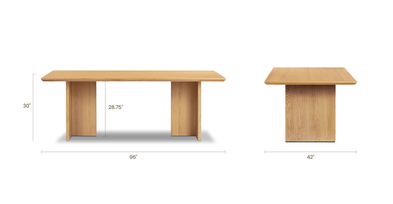 Oak, dimensions