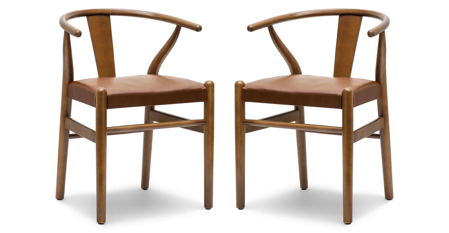 Lev Vegan Leather Dining Chair Walnut/Set of 2