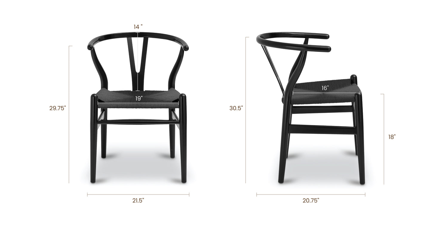 Pitch Black/Set of 2, dimensions