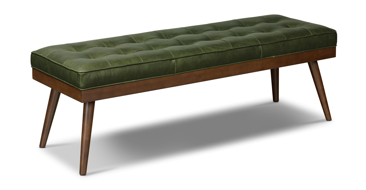Luca Leather Bench Olivine Green