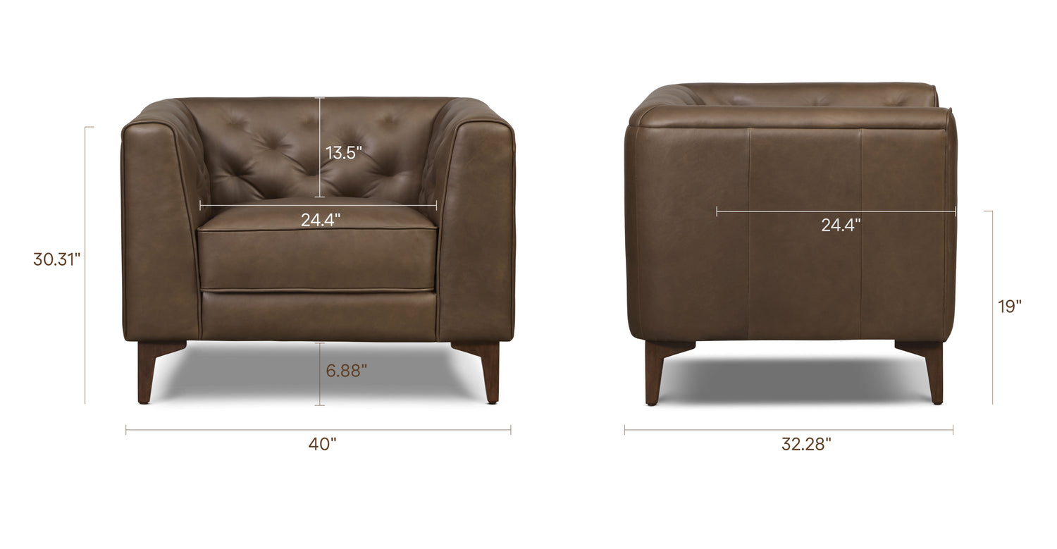 Essex Lounge Chair Cocoa Brown/Set of 2, dimensions