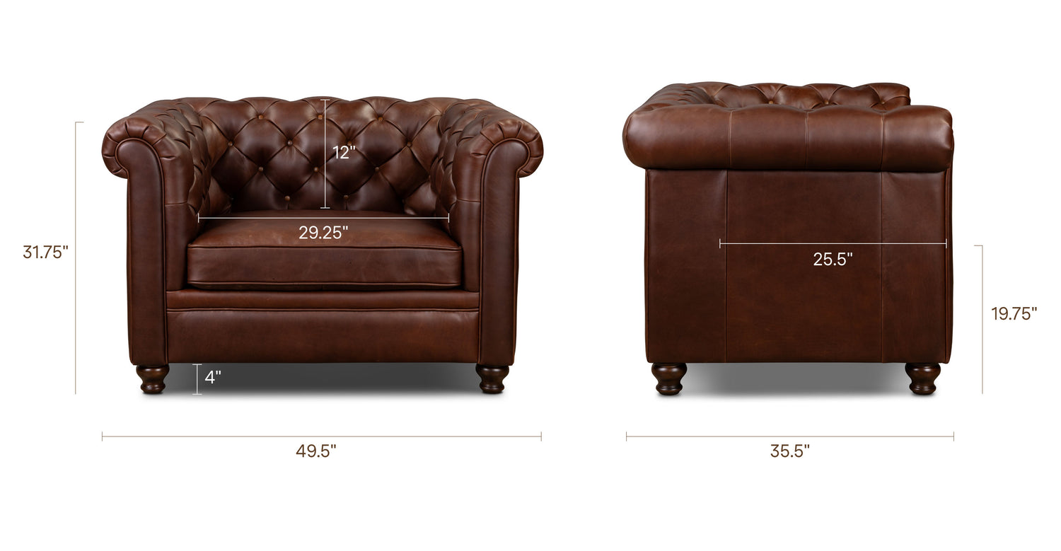 Oscuro Brown/Set of 2, dimensions