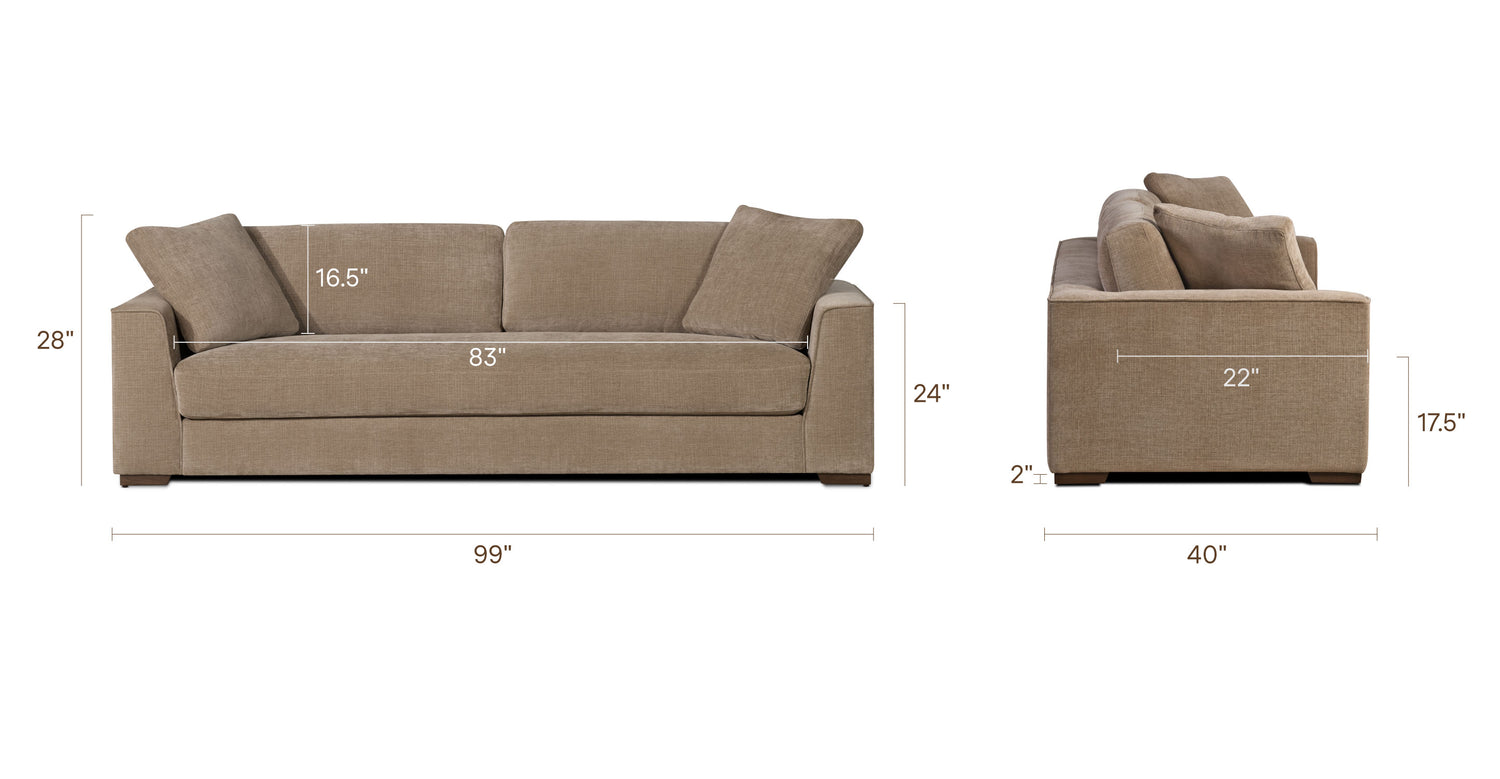 Capri Sofa Clove Brown, dimensions