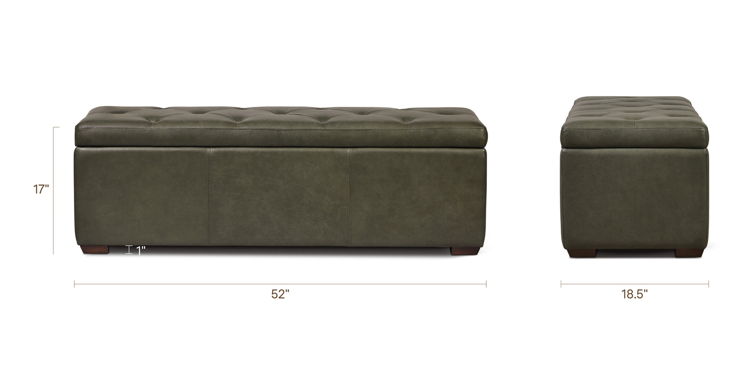 Senja Storage Ottoman Olivine Green, dimensions