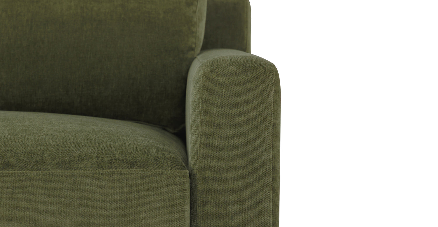 Zyon Left-Facing Bumper Chaise Sectional Distressed Green Velvet