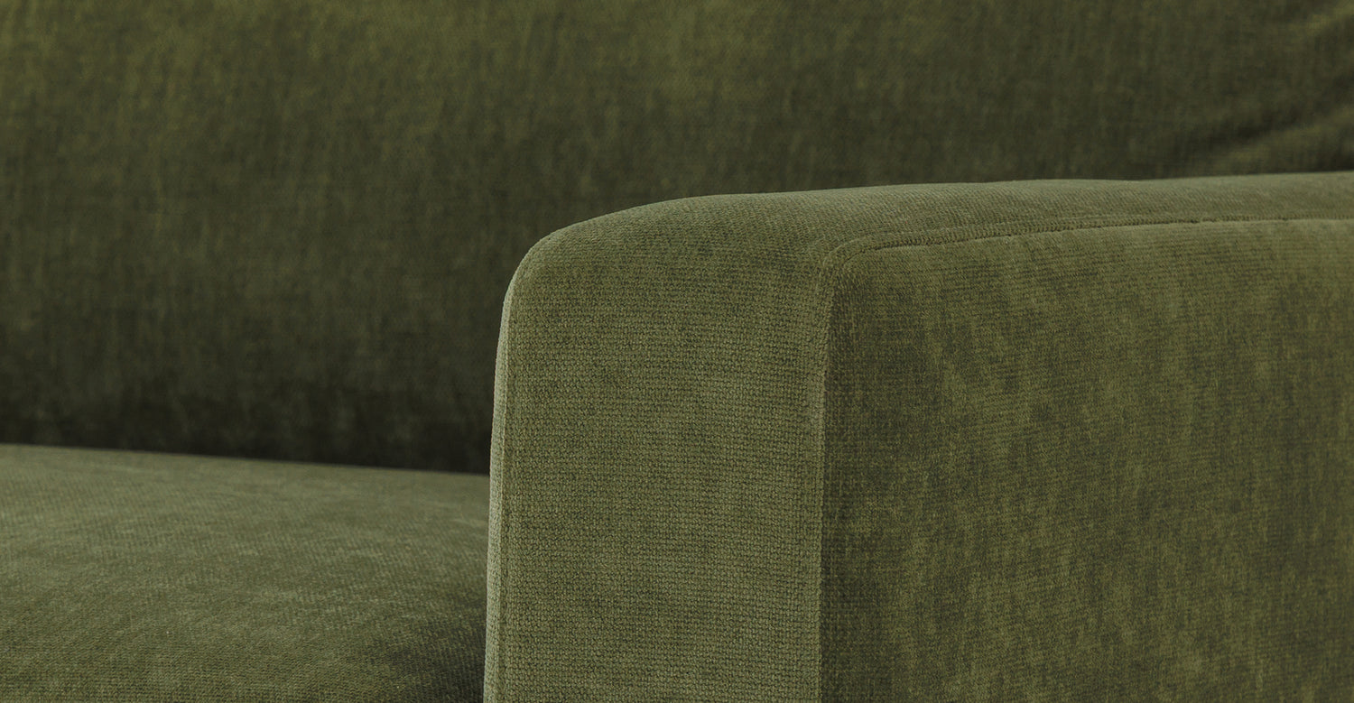 Zyon Left-Facing Bumper Chaise Sectional Distressed Green Velvet