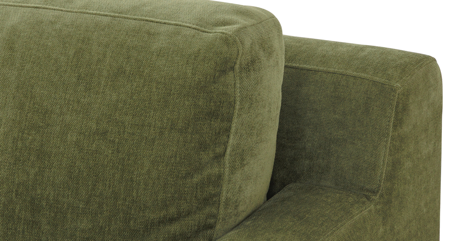 Zyon Left-Facing Bumper Chaise Sectional Distressed Green Velvet