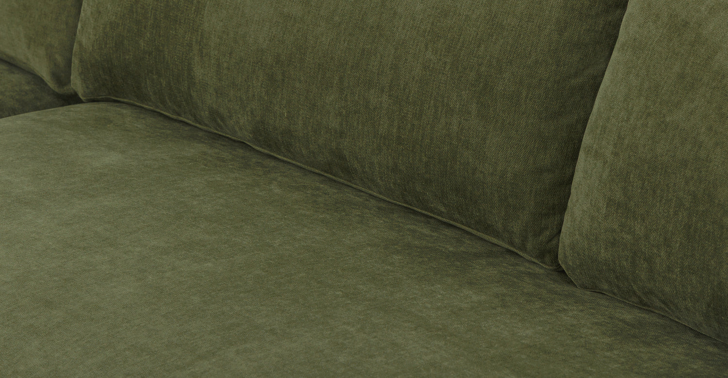 Zyon Left-Facing Bumper Chaise Sectional Distressed Green Velvet