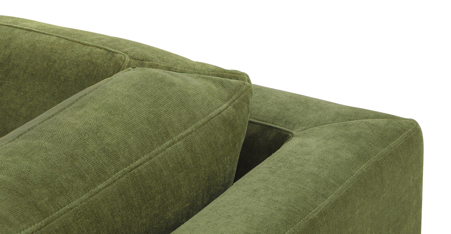 Zyon Left-Facing Bumper Chaise Sectional Distressed Green Velvet