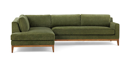 Zyon Left-Facing Bumper Chaise Sectional Collection, Distressed Green Velvet