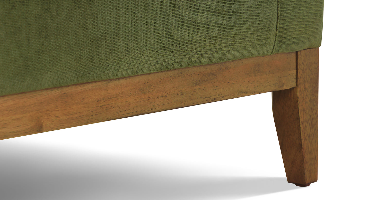 Zyon Left-Facing Bumper Chaise Sectional Distressed Green Velvet