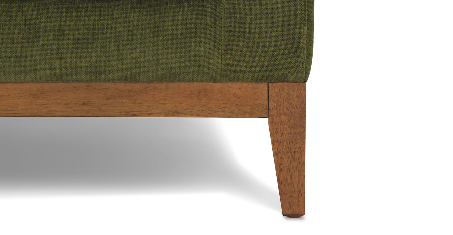 Zyon Left-Facing Bumper Chaise Sectional Distressed Green Velvet