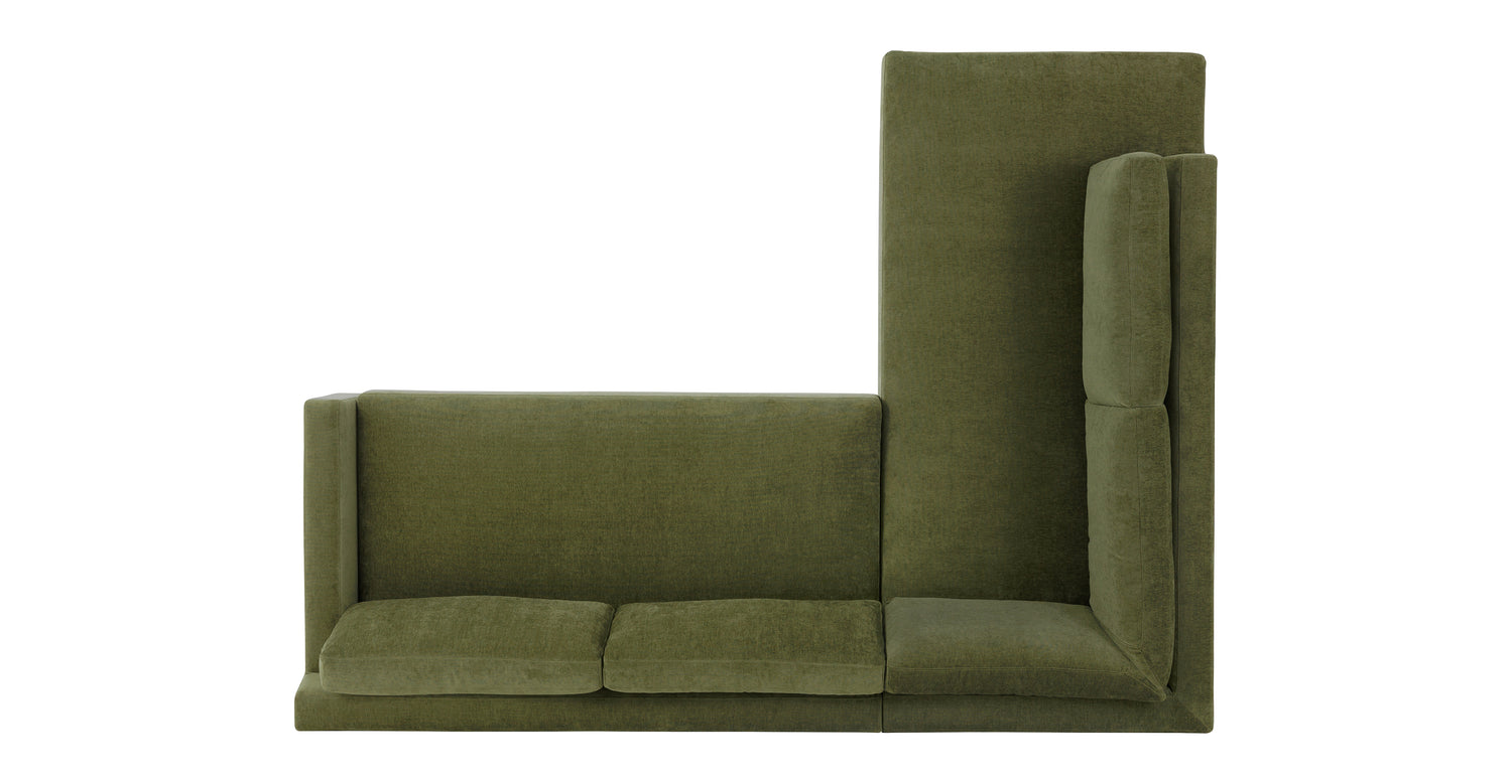Zyon Left-Facing Bumper Chaise Sectional Distressed Green Velvet