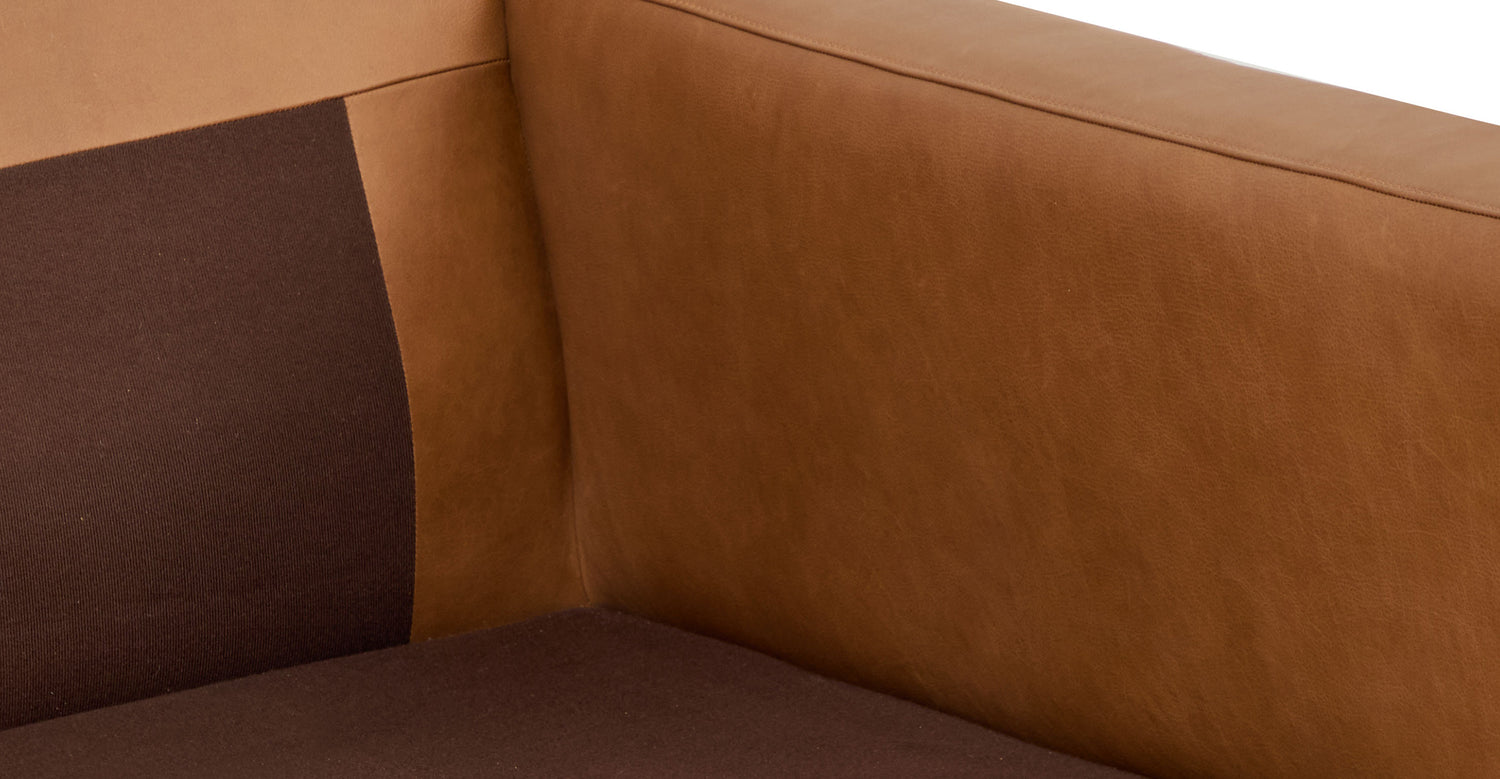 Zyon Leather Left-Facing Bumper Chaise Sectional Saddle Tan