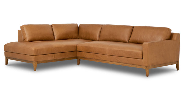 Zyon Leather Left-Facing Bumper Chaise Sectional