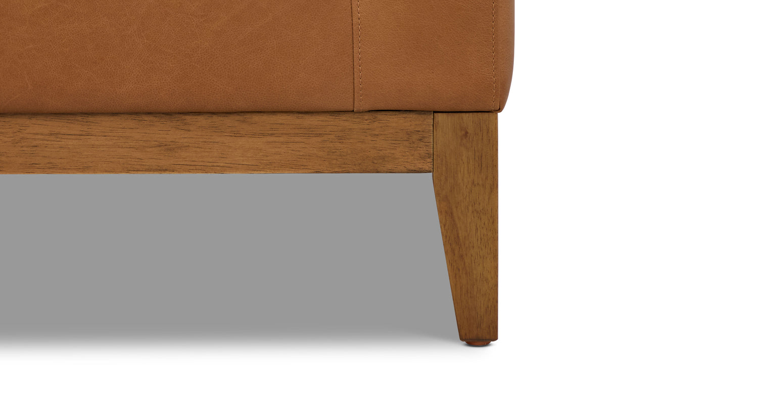 Zyon Leather Left-Facing Bumper Chaise Sectional Saddle Tan